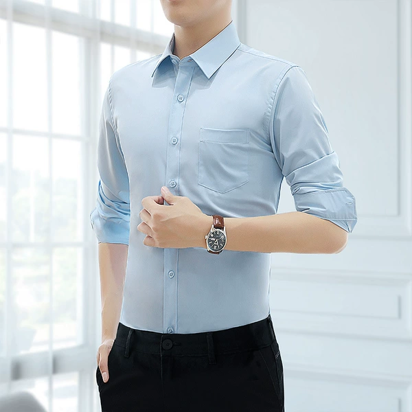 Blue Long Sleeve Mid Twill with Pockets
