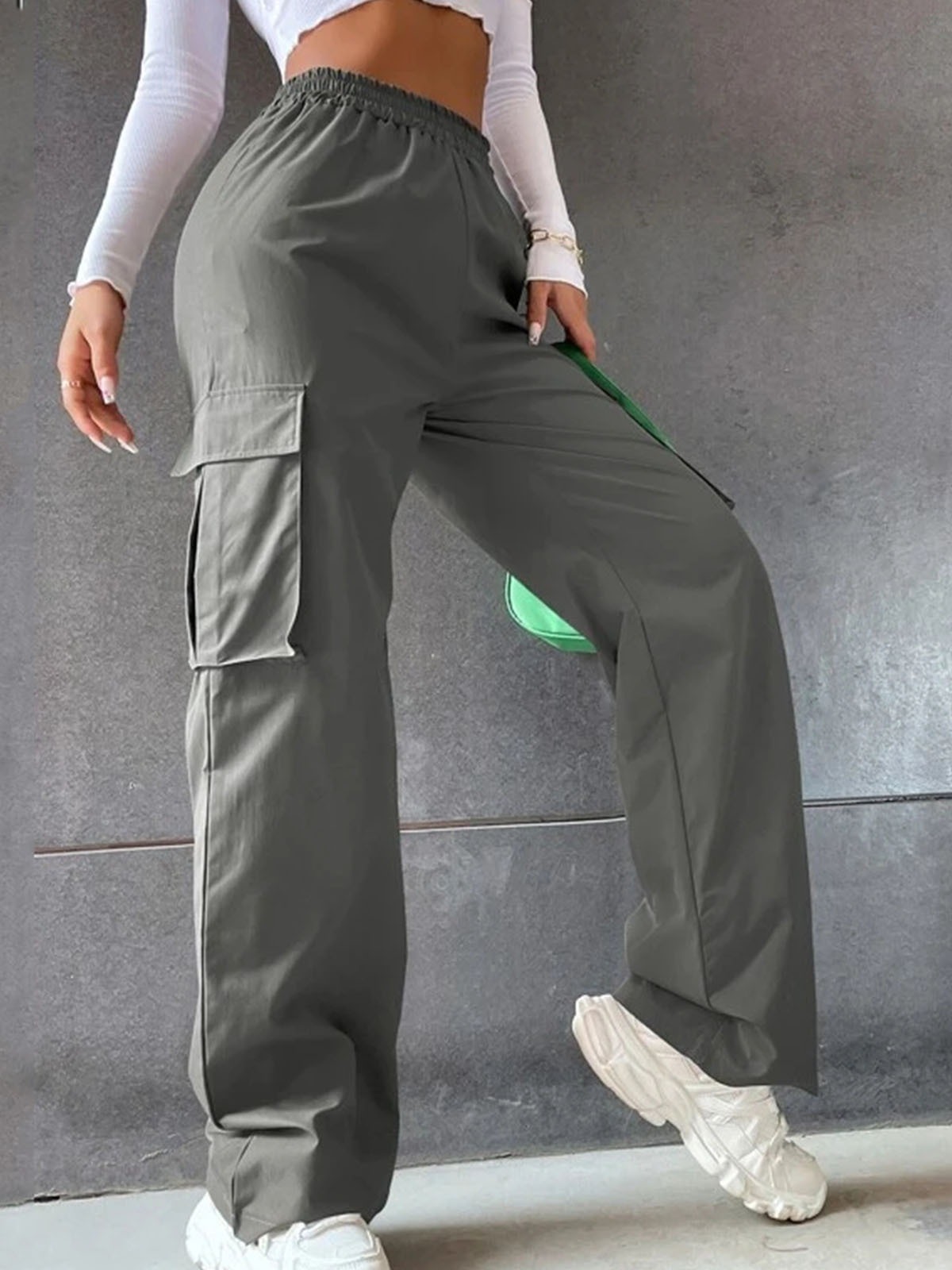 Pantalones de trabajo elegantes y casuales de mujer, de pierna ancha, cintura alta, sin cinturón, rectos y holgados, para 2026 image 6