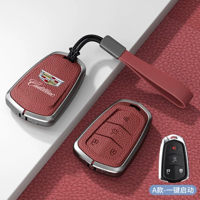 Covers Xt5 Xt6 Xt4 | Car key bag - standard-type-a-one-click-start-volcanic-red-zinc-alloy-shell-hand-strap
