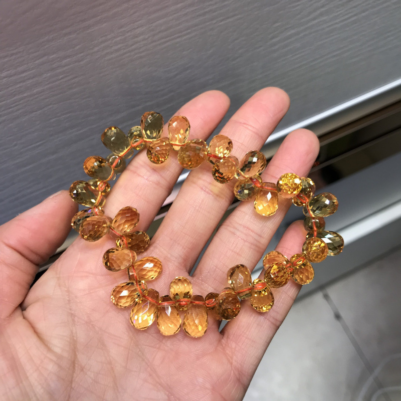 7a コレクショングレードオレンジナチュラルブラジルファセットシトリンブレスレット女性ホイールビーズブレスレットギフト|undefined