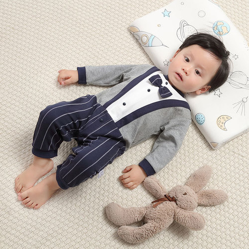 Baby's Spring and Summer Outfit for the First Month, Pure Cotton, Spring, for Boys 0-3-6 Months, College Style Bodysuit