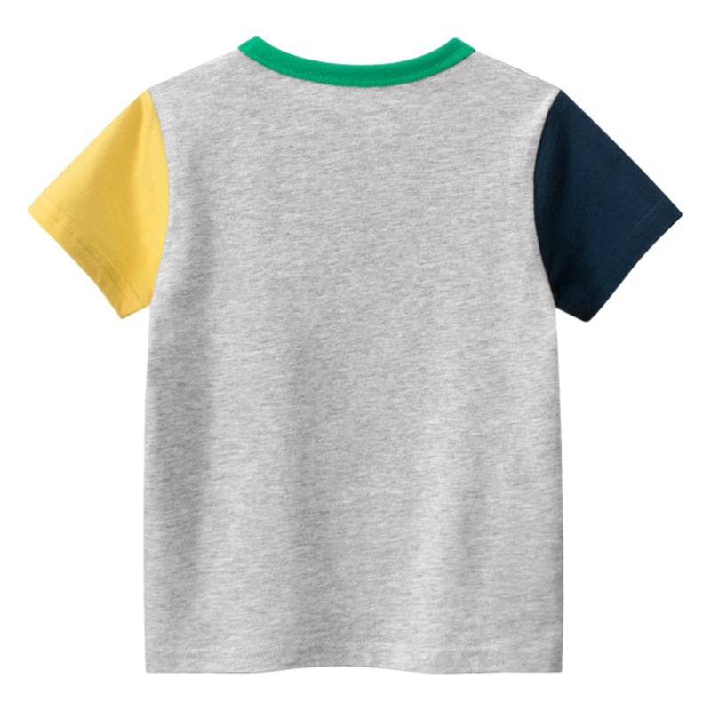 27 ropa para niños, novedad de verano, producto 20225, camiseta de manga corta para niños, ropa de estilo coreano para niños, patrón de tren, media manga