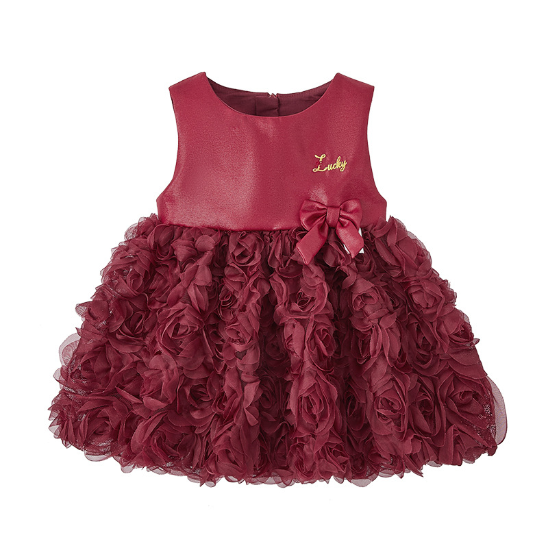 [7A Antibacterianos] chaleco de niña primavera bebé vestido de primavera rojo vestido de princesa de niña vestido de niños