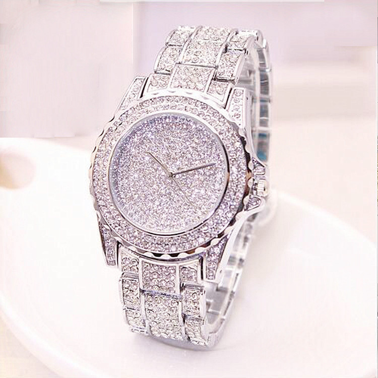 Korean Style Trendy Gypsophila Women's Watch Set with Diamonds Fashion Rhinestone Alloy Steel Band Watch Quartz Watch Wholesale