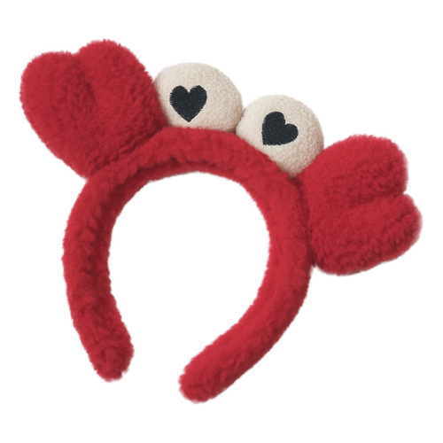 Korean internet celebrity cartoon red big crab hair band for washing face, female non-slip pressure hair band, hair clip, cute headband