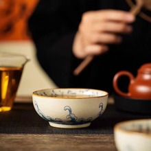 汝窑茶杯主人杯陶瓷可养创意高档功夫茶具普洱杯家用个人杯品茗杯