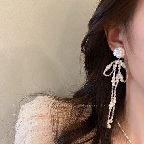 Silver needle sweet super fairy flower tassel earrings Internet celebrity temperament fashion girl earrings earrings Korean new earrings