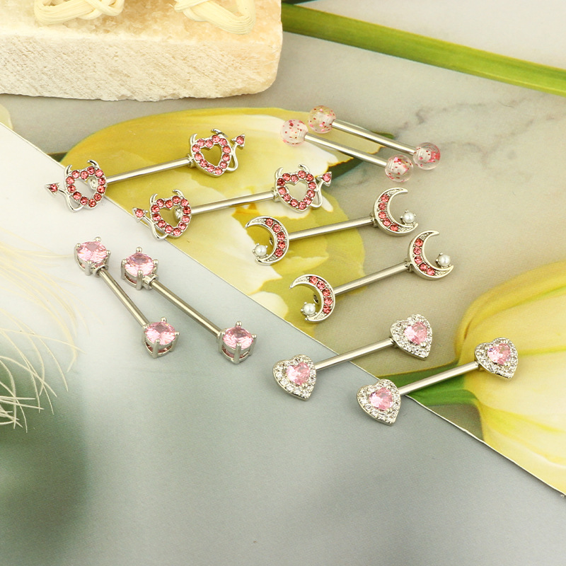 Unisex Gender Plating Design Simple Style Style 1 Pair Nipple Rings & Studs Simple Style Geometric Heart Shape 304 Stainless Steel Copper Plating Nipple Rings & Studs