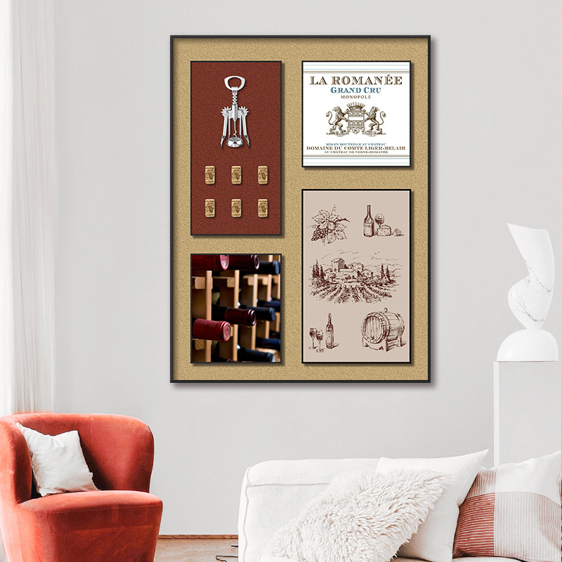 Pintura de decoración de restaurante Pintura colgante de arte tridimensional Pintura de instalación física de copa de vino minimalista moderna Pintura mural de sala de muestra de gabinete de vino