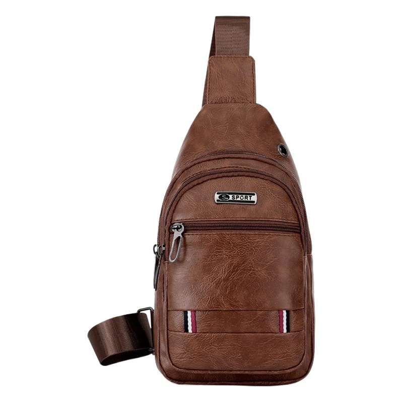 Transfronterizo de los hombres nueva bolsa de pecho bolsa de mensajero de moda pu cuero multi-funcional impermeable antirrobo bolso de hombro al aire libre