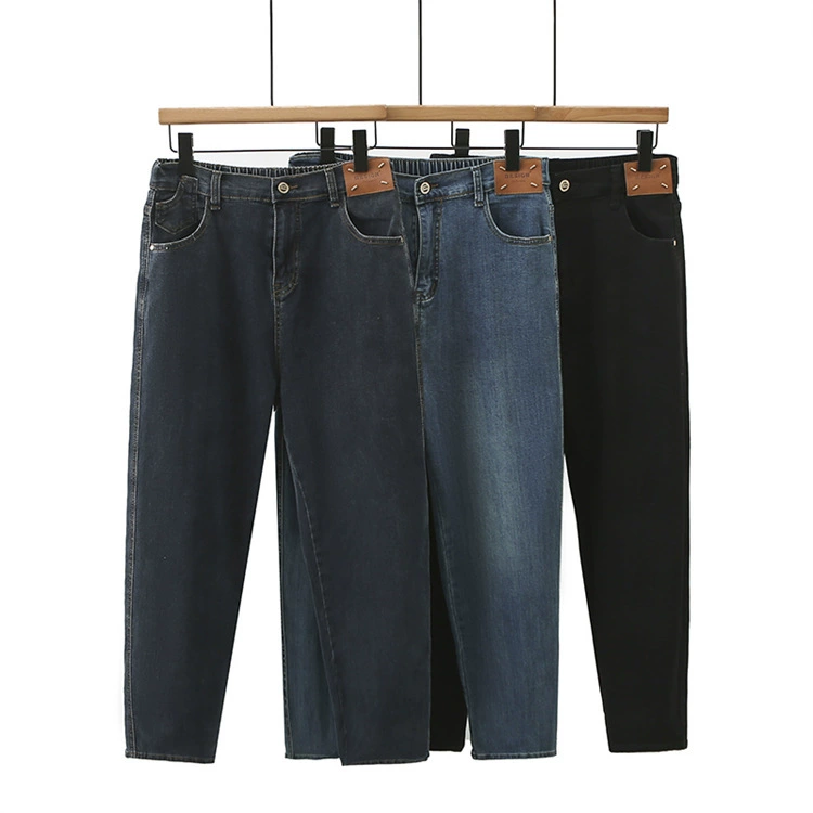 200 Джин пухлые девушки осенняя одежда Джокер плюс размер джинсы Толстая сестра Джокер тонкий с завышенной талией эластичные брюки из Харлана 6378