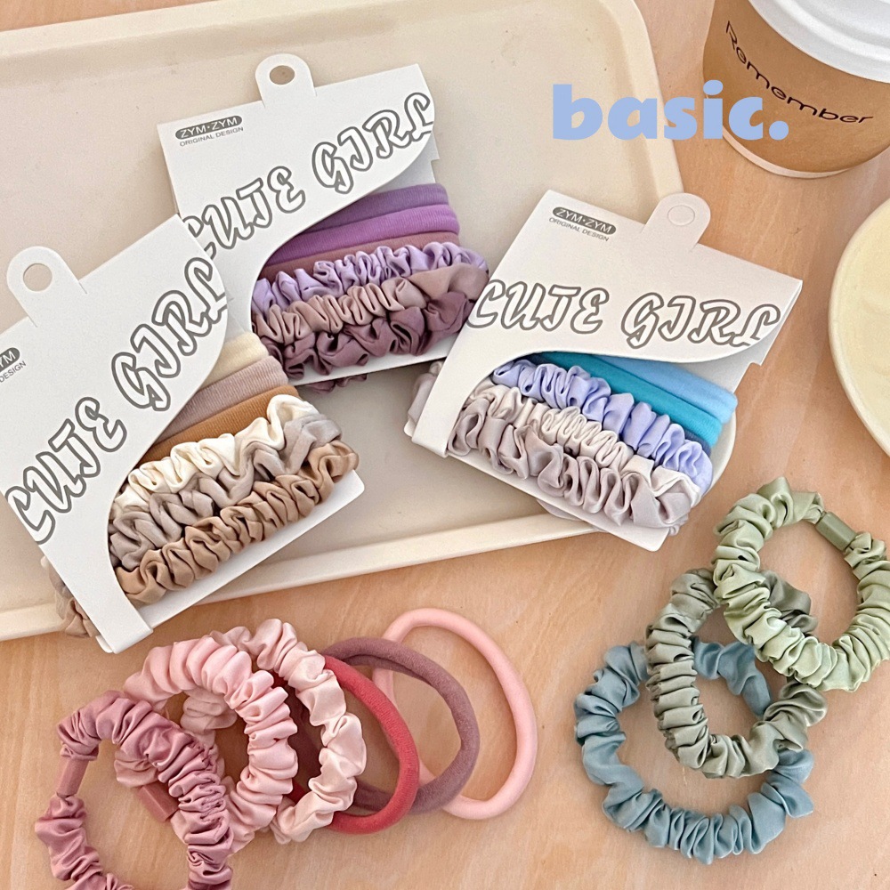 Coreano simple intestino delgado anillo de cabello toallas anillo suave conjunto de tocado de cabello de juventud de moda de alta calidad cuerda de cabello