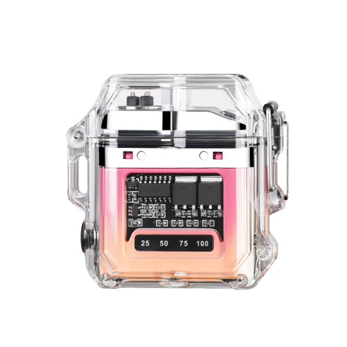 Factory Direct Selling Transparent Waterproof Cigarette Lighter with Fast Charging Arc Ignition, Outdoor LED Lighting, Cross-border Portable lighter