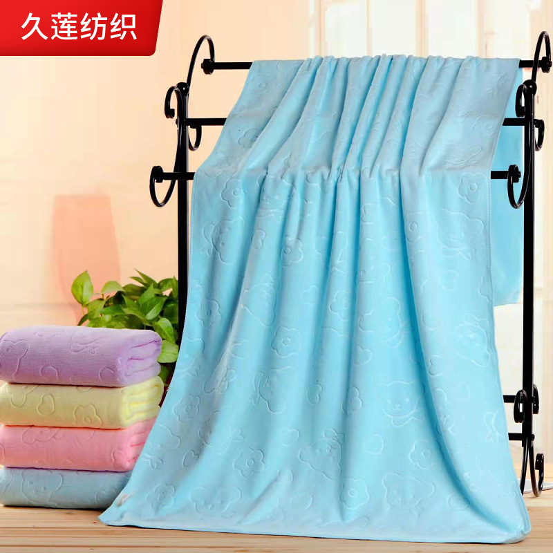Factory wholesale microfiber embossed bath towel 70*140 absorbent colorful large towel tube breast bath towel beach towel