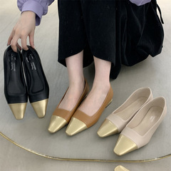 法式平底小香風單鞋女鞋子春秋2024年新款春季低跟方頭瓢鞋晚晚鞋