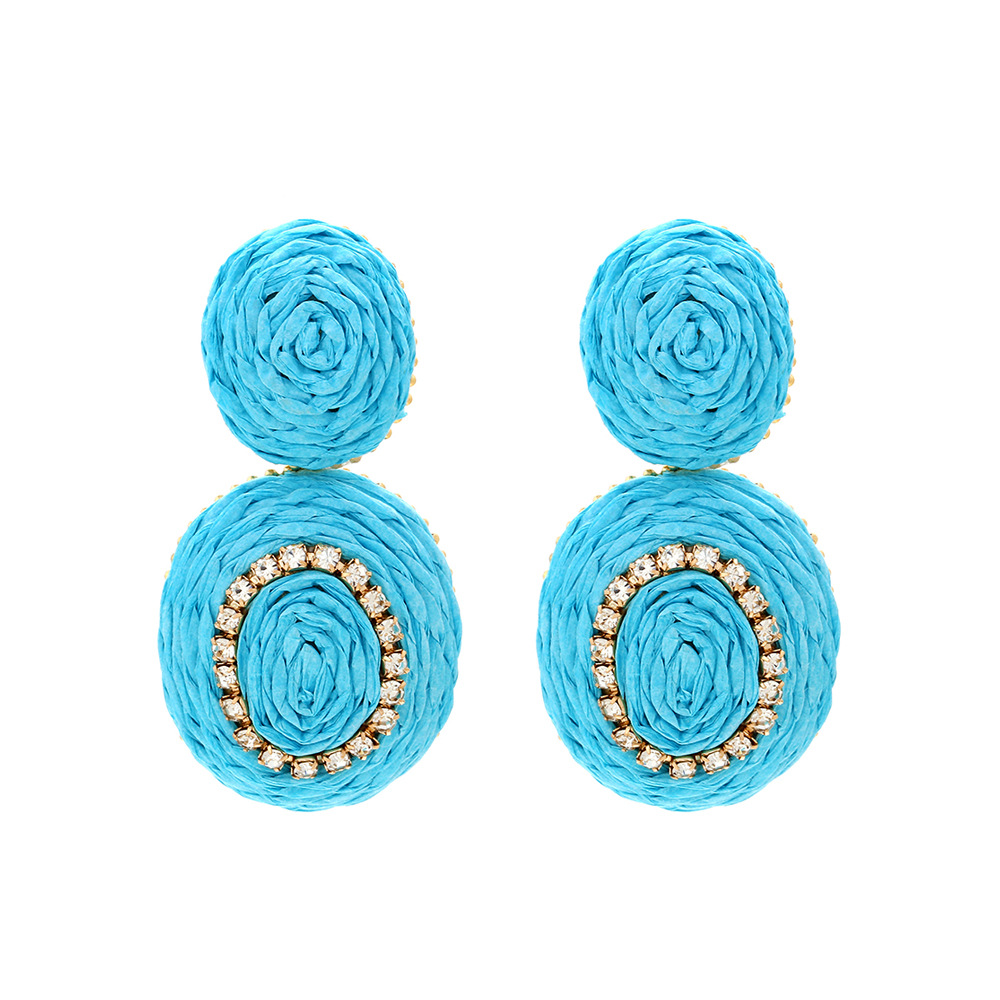 Bohemian Holiday Style Rattan Oval Earrings European And American Ins Hand-Woven Raffia Geometric Earrings For Women display picture 8