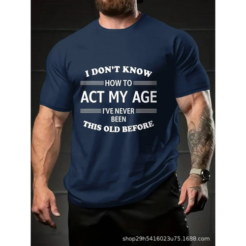 Mesh Short Sleeve 3D Digital Printing Fashion Letter Print European and American Crew Neck Men's Summer T-shirt Men's Top