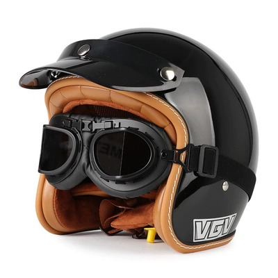 Motorcycle Helmet Electric Scooter Half, Motosiklet dəbilqələri - m-bright-black-black-mirror-free-hat-brim-face-towel