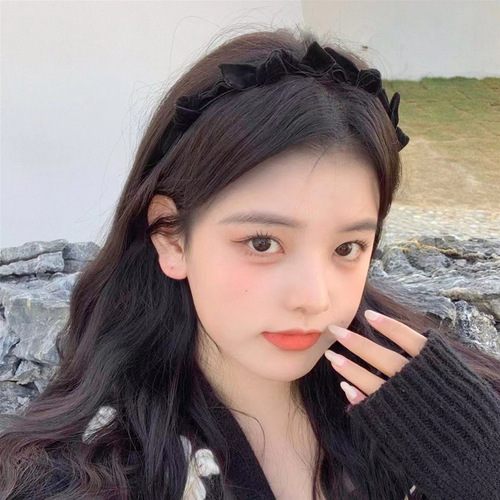 Summer retro knotted velvet bow headband, sweet internet celebrity hair accessory, Korean style headdress, pressed hair headband, female hairpin