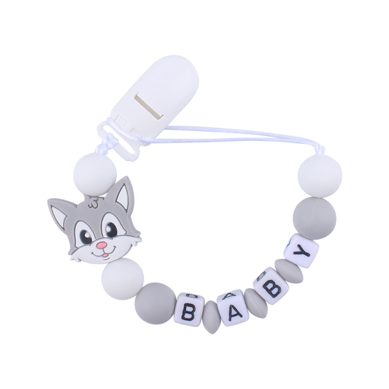 Nuevo bebé suministros chupete cadena bebé creativo dibujos animados animal gato silicona mordedura pegamento anti-gota cadena