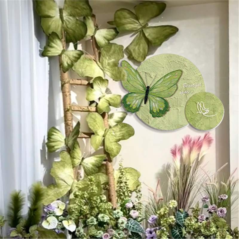 网红打卡拍照区布置女服装美甲店墙面装饰品氛围形象造景摆件蝴蝶