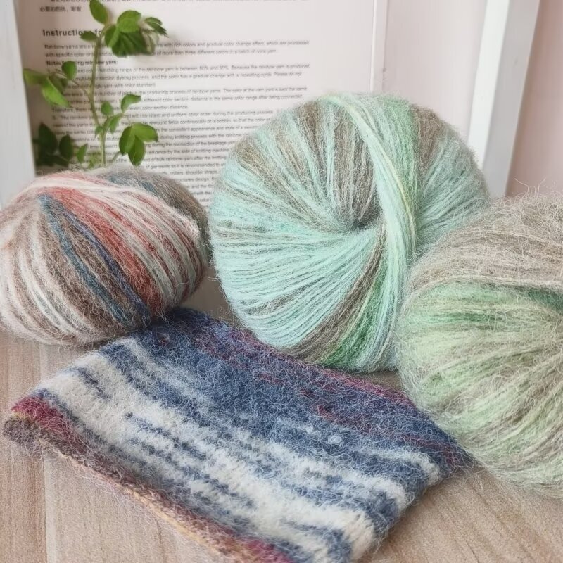 Angora Mauhair 25g Medium Fine Oil Painting Gradient Long Wool Wool Hand-knitted Coat Shawl Sweater Twig