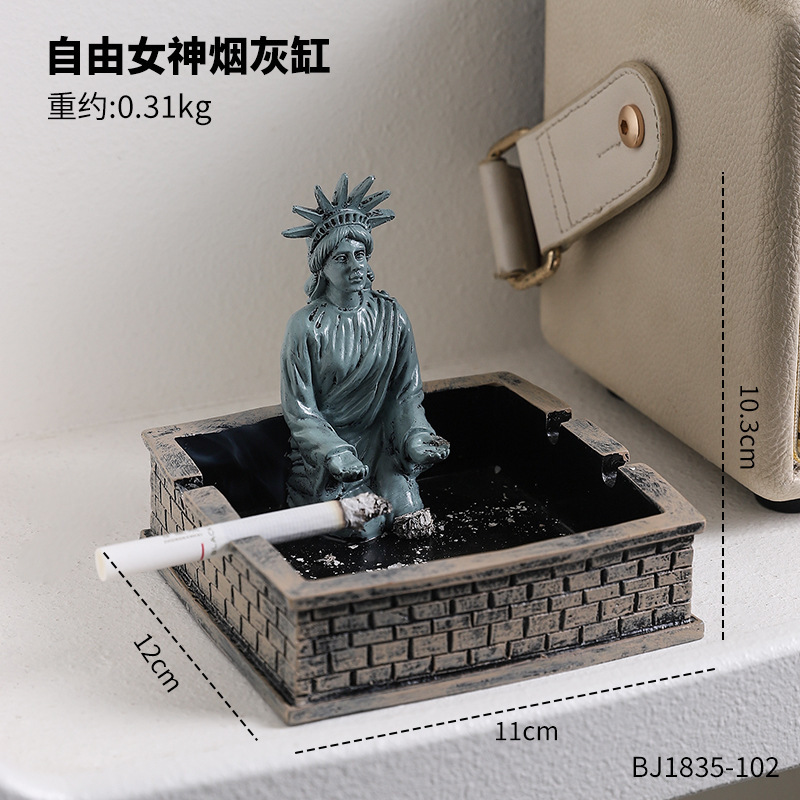 美式复古自由女神烟灰缸摆件家居客厅茶几办公室桌面高级感烟灰缸|undefined