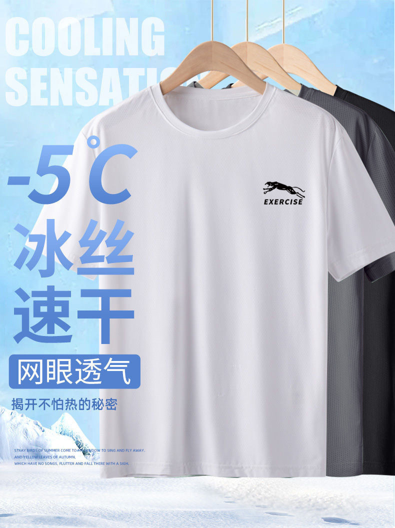 Mesh Ice Silk T-Shirt - Men's Quick Dry Breathable Sport Tee - Detail 1