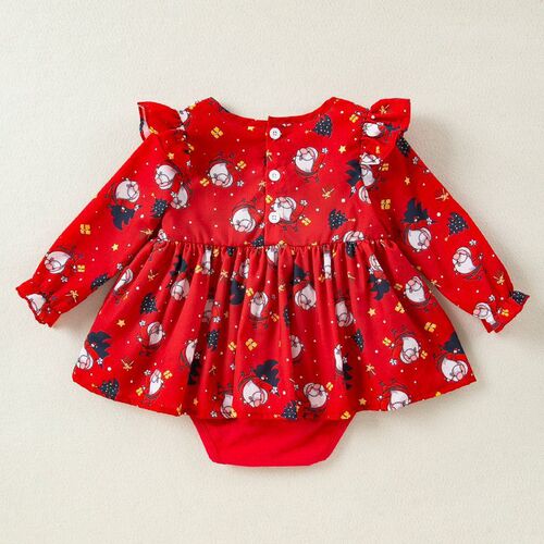 Ins style double bow clothes baby dress cute long flying sleeves farts dress festive climbing clothes