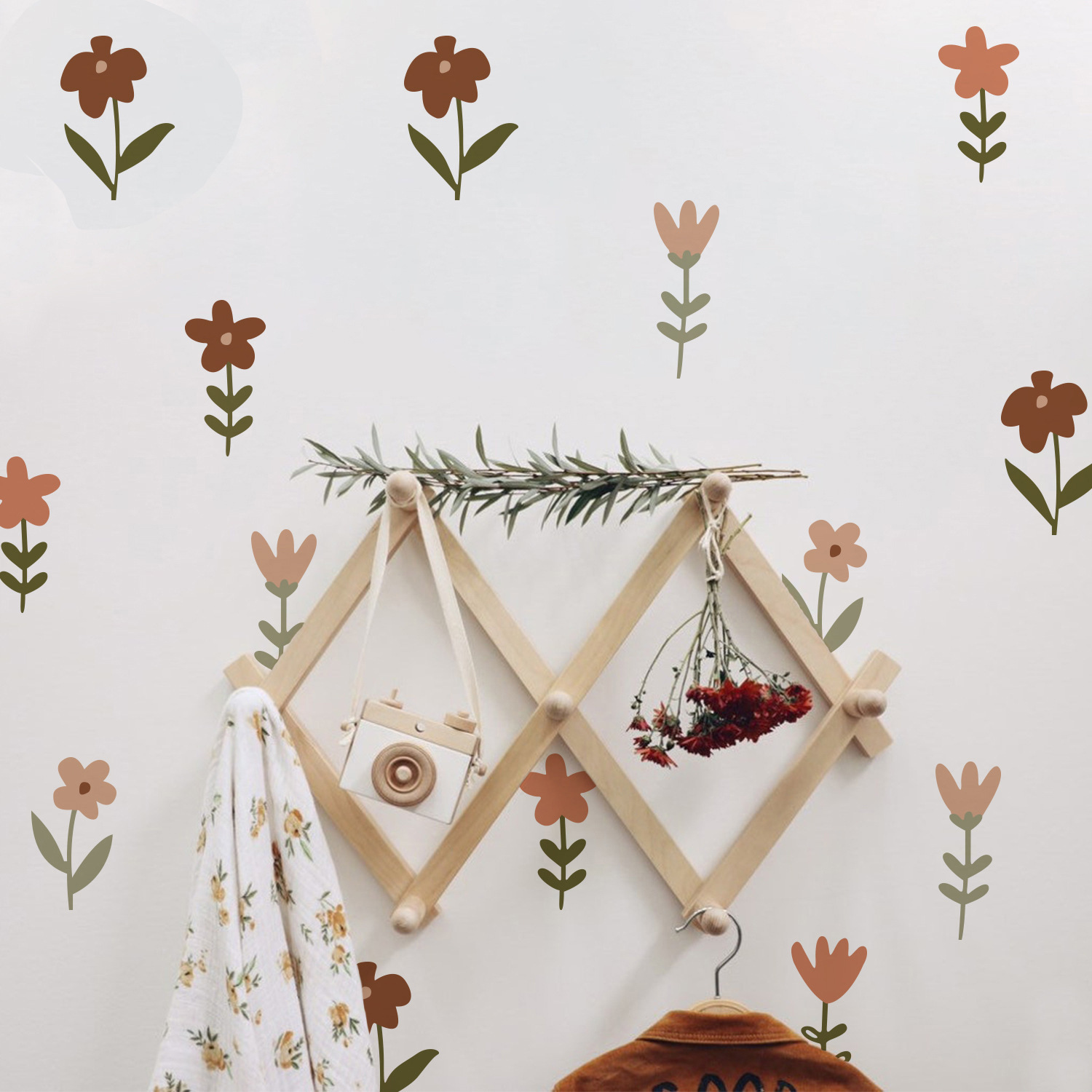 New bohemian boho style wall stickers self-adhesive baby room Wall Flower layout stickers flower bedroom stickers