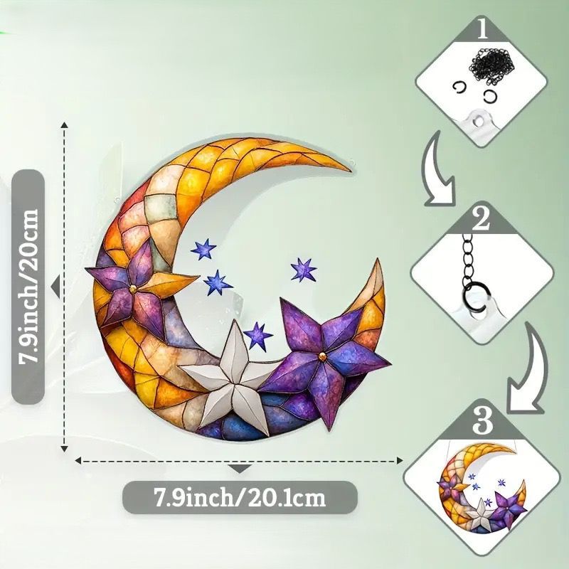 Nuevos productos transfronterizos captadores de luz solar Luna 2D plano acrílico accesorios de ventanas y puertas decoración de pared festiva