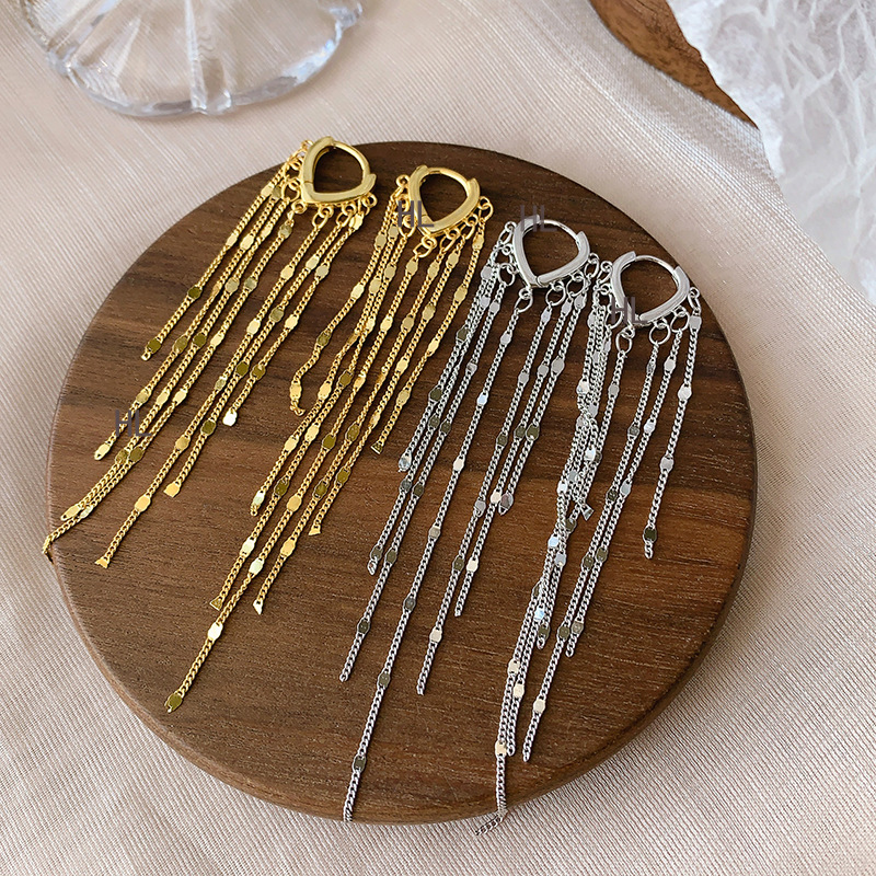 Plata de ley 925 nuevos productos Pendientes de amor de estilo de lujo ligero Moda de lujo ligero Pendientes largos de alta gama Pendientes con borlas Versión coreana