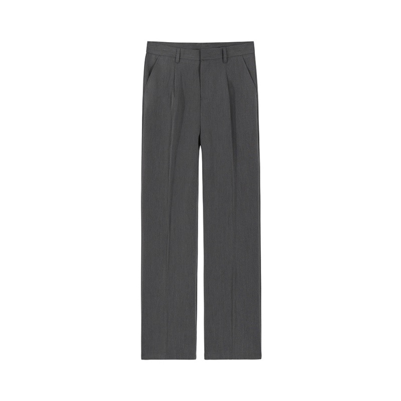 Pantalones de traje de hombre MYQ pantalones de verano estilo coreano de moda delgada suelta pantalones casuales rectos drapeados pantalones de pierna ancha de seda de hielo