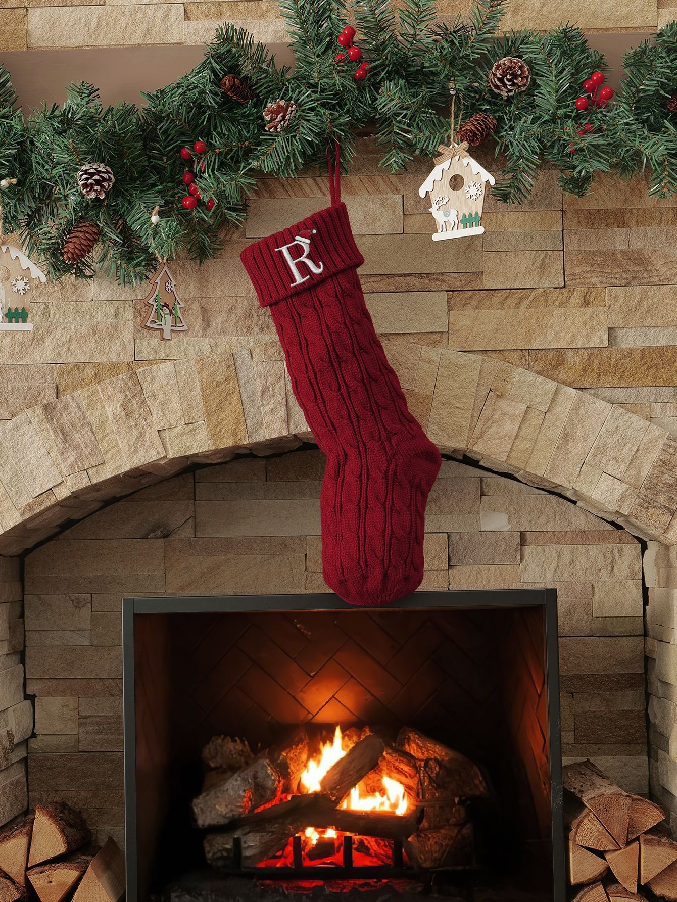 Amazon Europa y los Estados Unidos medias de Navidad personalizadas bordadas calcetines de letras de punto medias de regalo de Navidad colgantes fabricantes image 146