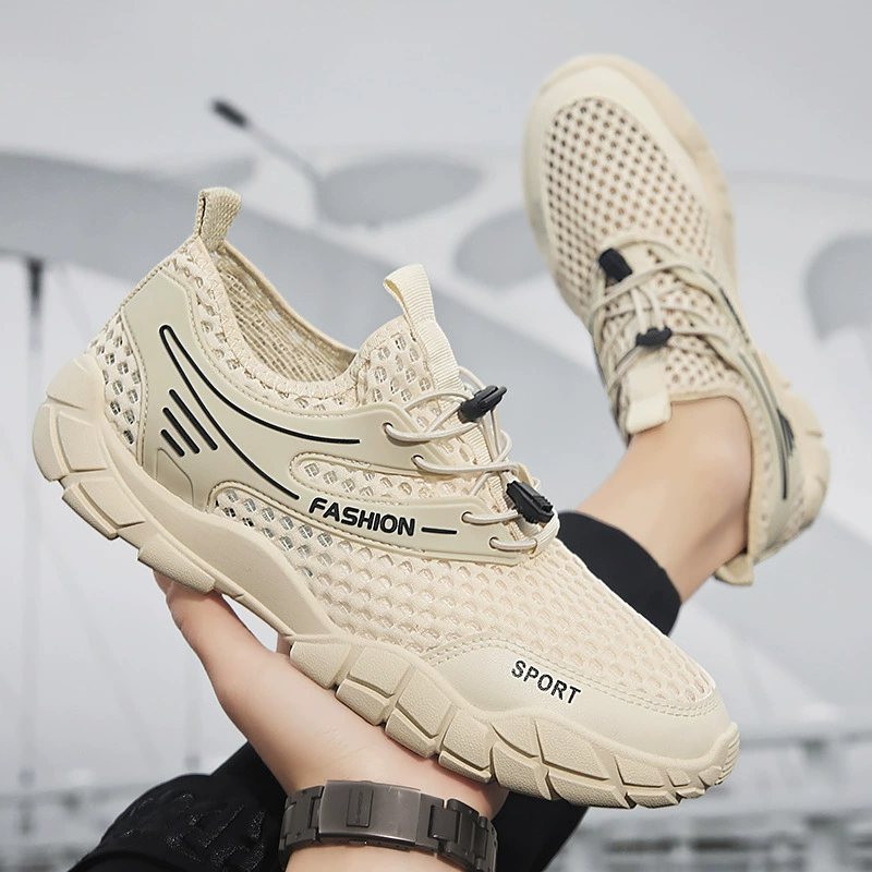 2023 летние мужские туфли с большими глазами полые сетчатые туфли дышащие спортивные кроссовки повседневные ленивые туфли