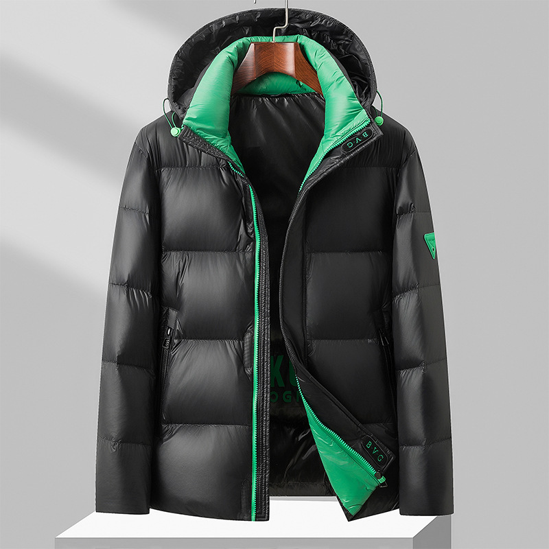 Neue beliebte dicke mit glänzender Oberfläche, keine Wäsche, modischer Trend, kältefeste Winterkleidung, Daunenjacke mit Kapuze, Herren_voghion.com