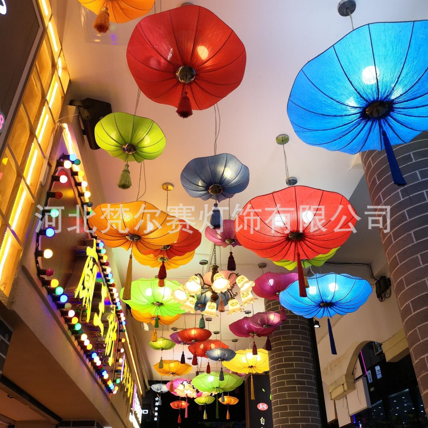 新中式可定制荷叶花灯笼吊灯户外景区婚礼创意市集发光古风灯笼墙