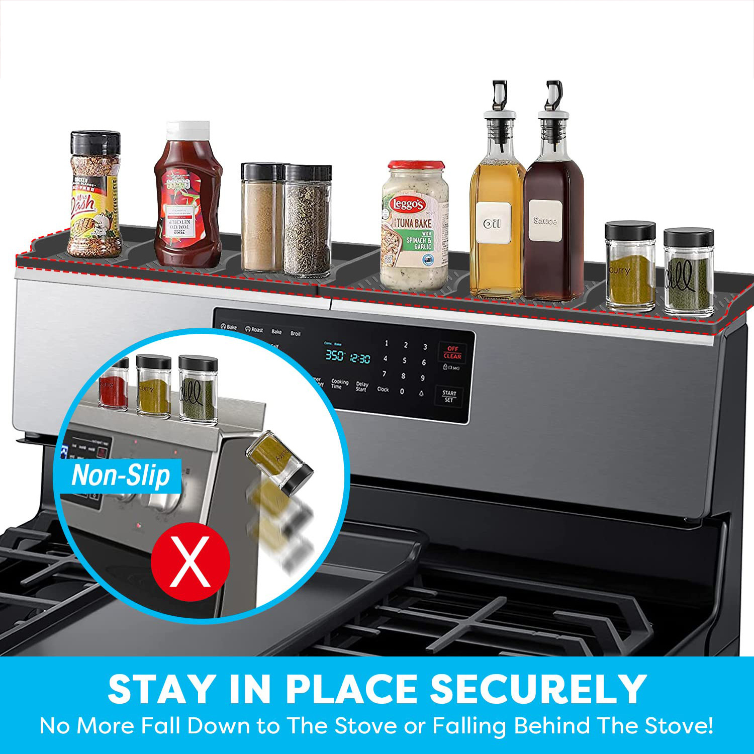 Rack de almacenamiento de cocina transfronteriza estante de almacenamiento de horno de silicona estufa de succión magnética fuerte estante superior estante de condimento de especias