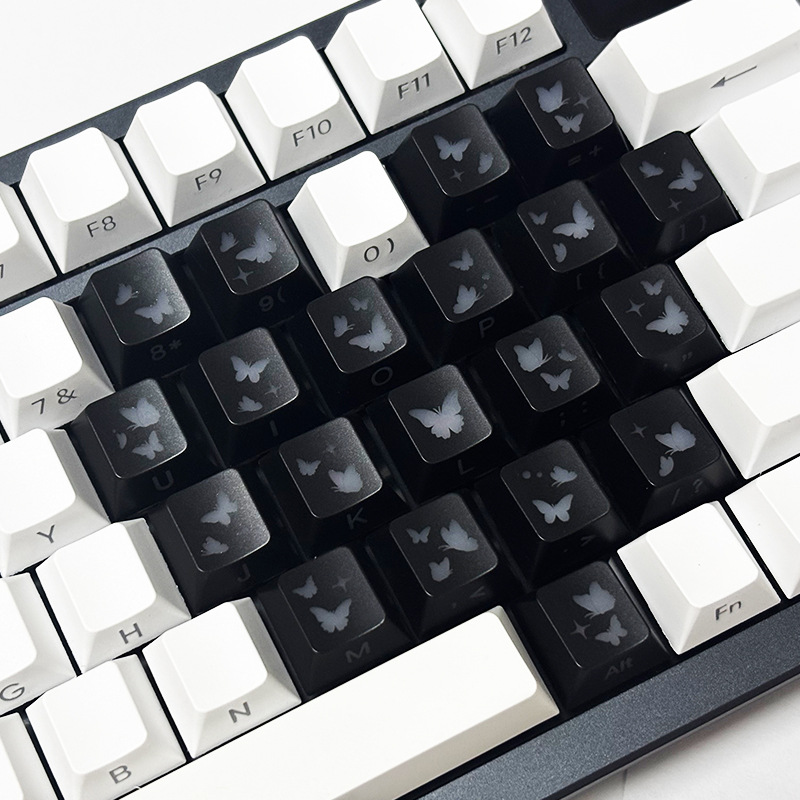 Hot-Selling Heart Butterfly 21 Keys Original Height Side-illuminated Magnetic Switch Mechanical Keyboard DIY Modification Keycaps_voghion.com