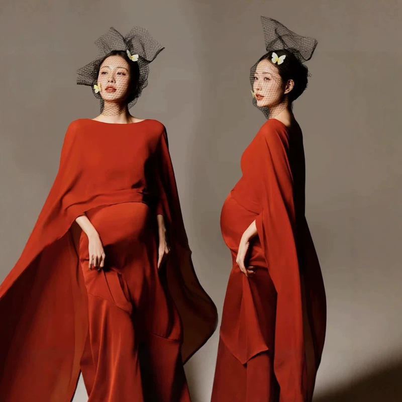 Photo Studio Photography New Style Koi Theme Maternity Photo Shoot Clothing Red Slim-Fit Long Dress with a Flowing Feel Photo Shoot Dress Photo Studio Photography New Style Koi Theme Maternity Photo Shoot Clothing Red Slim-Fit Long Dress with a Flowing Feel Photo Shoot Dress