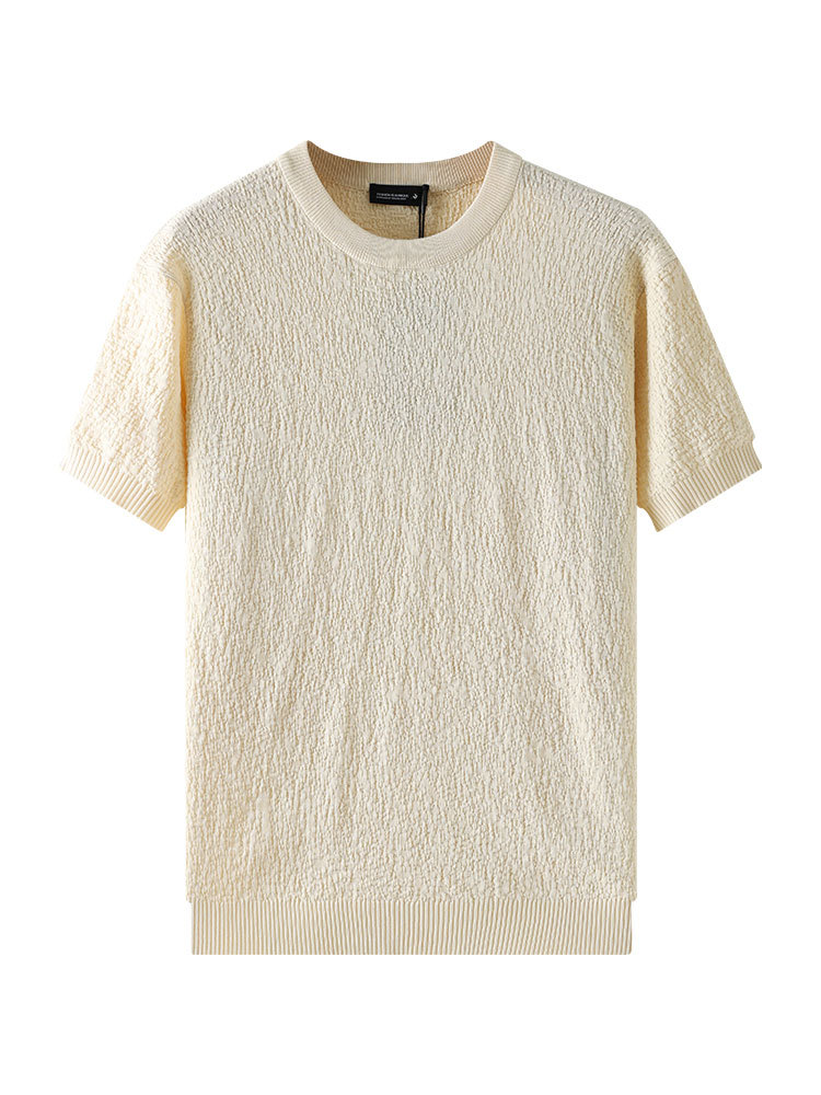 Hombre de alta gama camiseta de punto de hielo de manga corta de hombre lujo ligero de lujo de alta calidad nueva camiseta de peso pesado casual para hombre