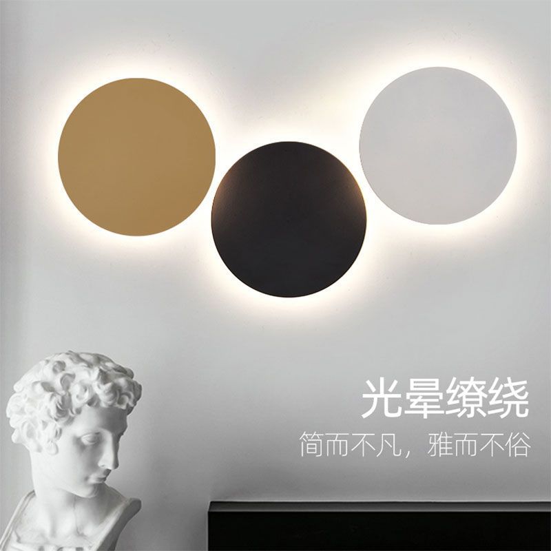 Lámpara de pared redonda nueva lámpara de cabezal de cama de dormitorio minimalista moderna y creativa sala de estar decoración de fondo de pared ambiente lámpara de pared