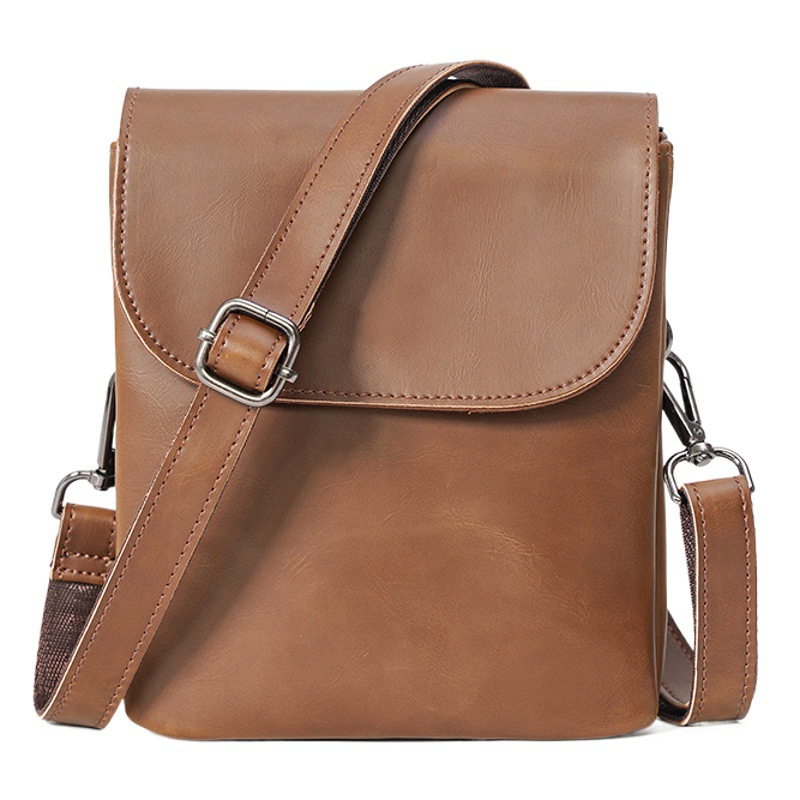 Crazy Horse PU Leather Small Bag Korean Men's Bag Men's Bag Fashion Casual Backpack Men's Trendy Shoulder Crossbody Bag