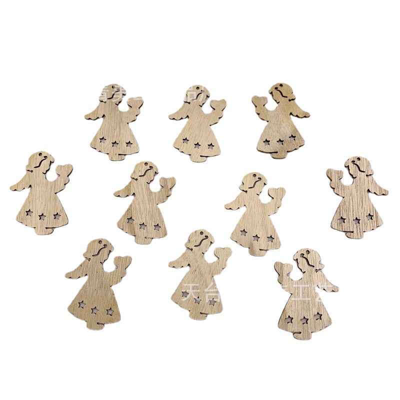 Colgante de Navidad Decoración de árbol de Navidad Colgante Accesorios de madera Madera nórdica Copo de nieve Reno Regalo Puesto al por mayor