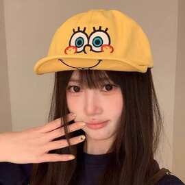 2026可爱海绵宝宝派大星翻檐鸭舌帽子女春夏季棒球帽