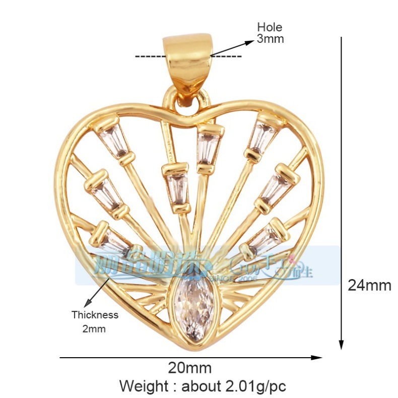 3g Weight Pendant Jewelry Making Type DIY Jewelry Accessories Classification 1 Piece Quantity Copper Material Heart Shape Pattern Hip-Hop, Vintage Style Style 1 Piece Copper Heart Shape Pendant 9