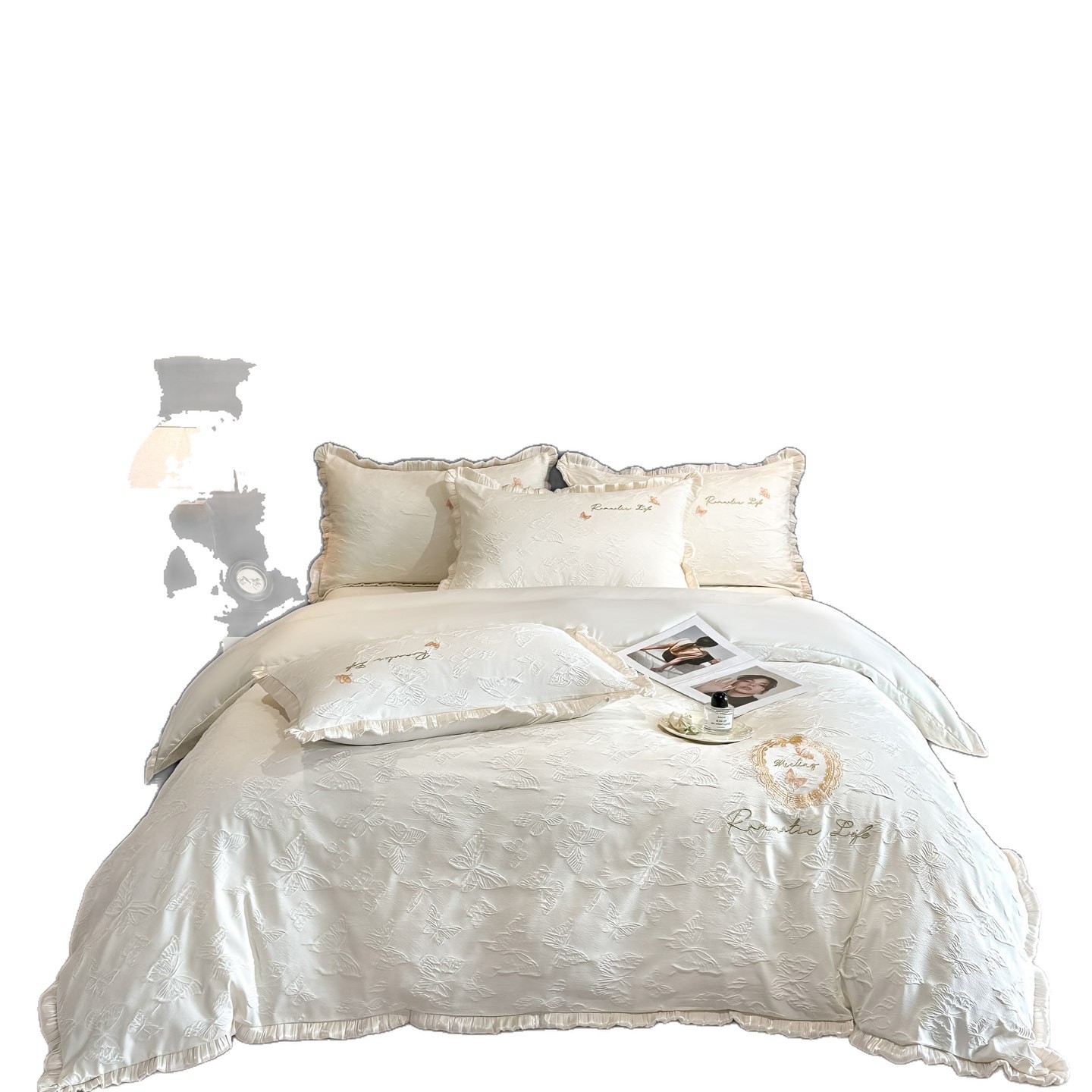 2026 nuevo encaje en relieve seda lavada con agua cuatro piezas clase A ropa de cama doméstica de alta gama tres piezas princesa