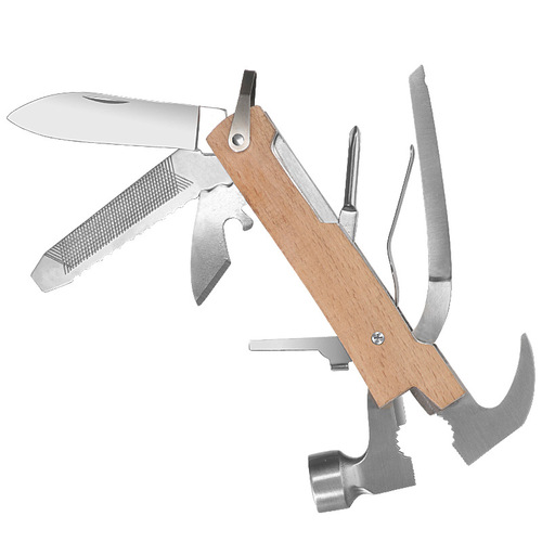 Outdoor Multi-function Pliers Hammer Folding Hammer Stainless Steel Camping Breaking Window Carpenter Hammer Goat Horn Hammer Car Safety Escape Hammer 