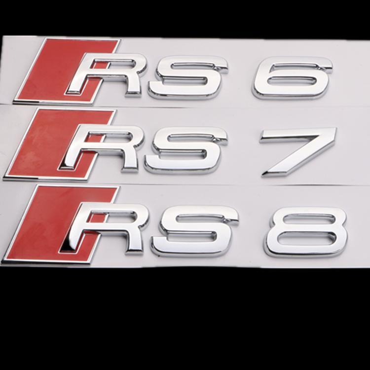 Audi RS3 RS4 RS5 RS6 RS7 RS8 car emblem and lettering; Audi modified RS emblem