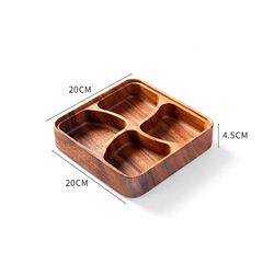 胡桃の木の果物の皿の4格の家庭用の木製は積み重ねることができます。
